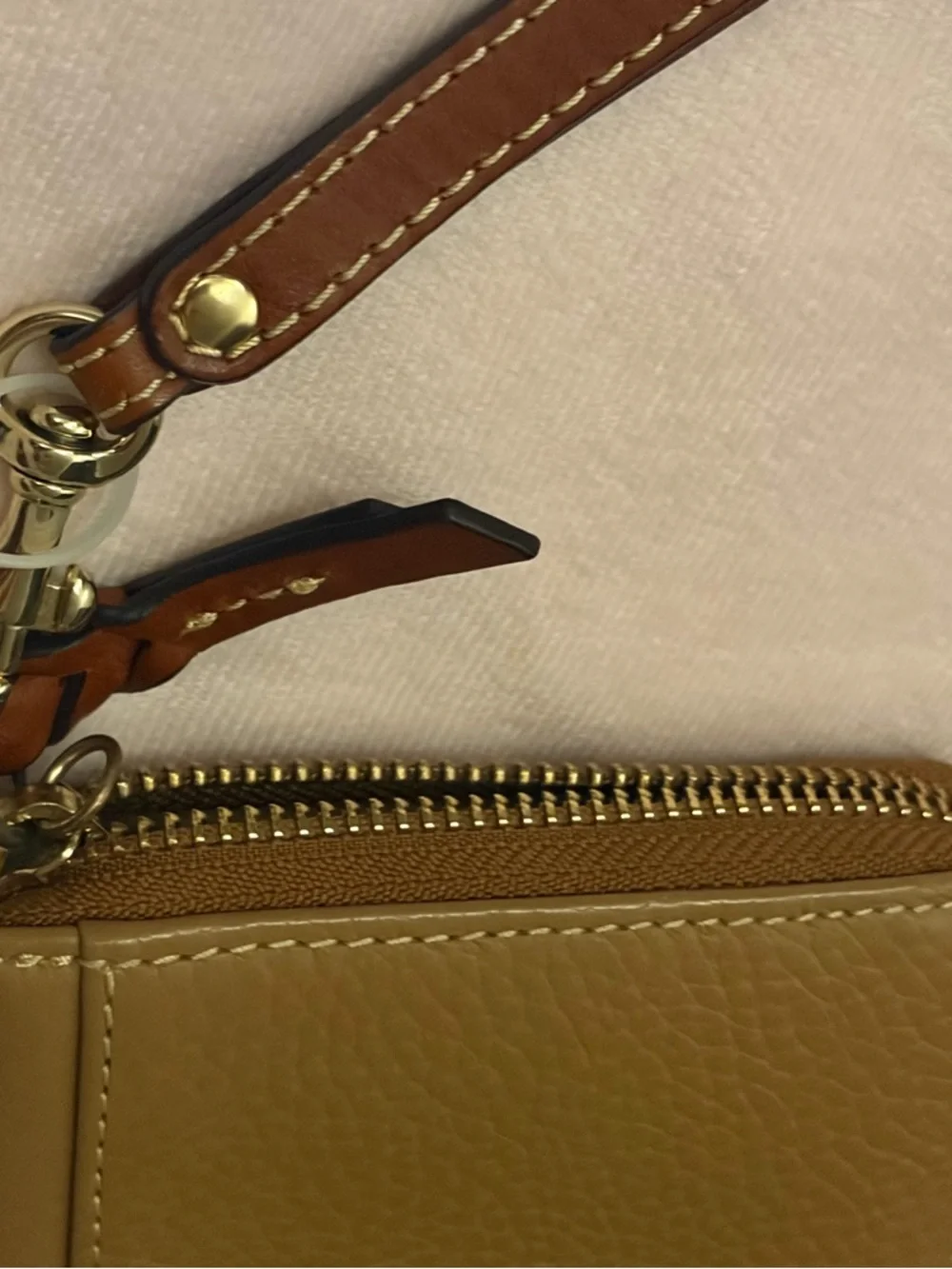 Dooney & Bourke Pebble Grain Folded Zip Wristlet - tan - Picture 4 of 6